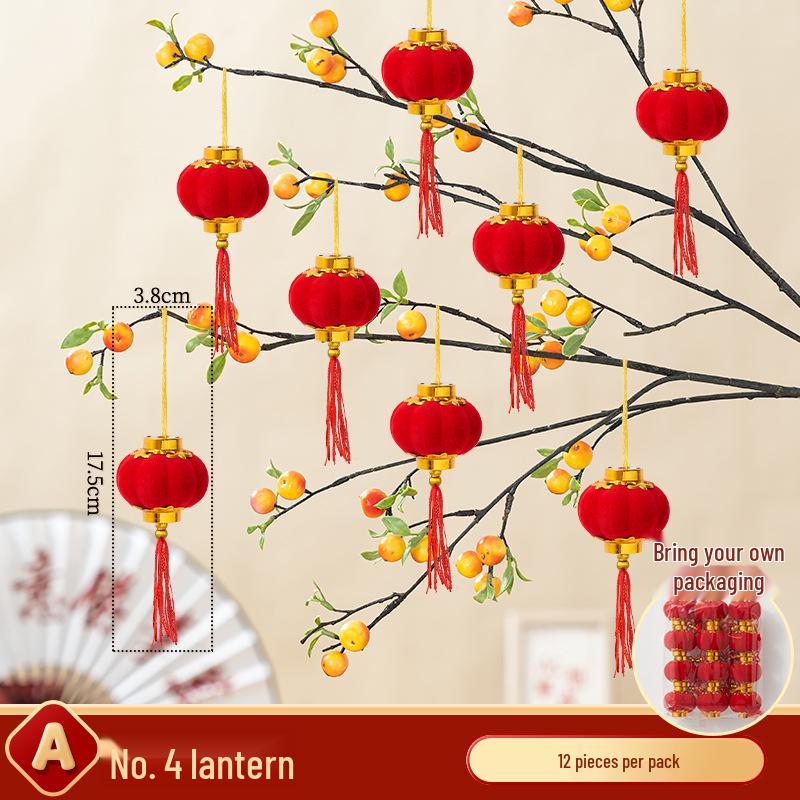 2025 Year of the Snake Flocked Red Lanterns for Outdoor Courtyards - New Year Hanging Ornaments