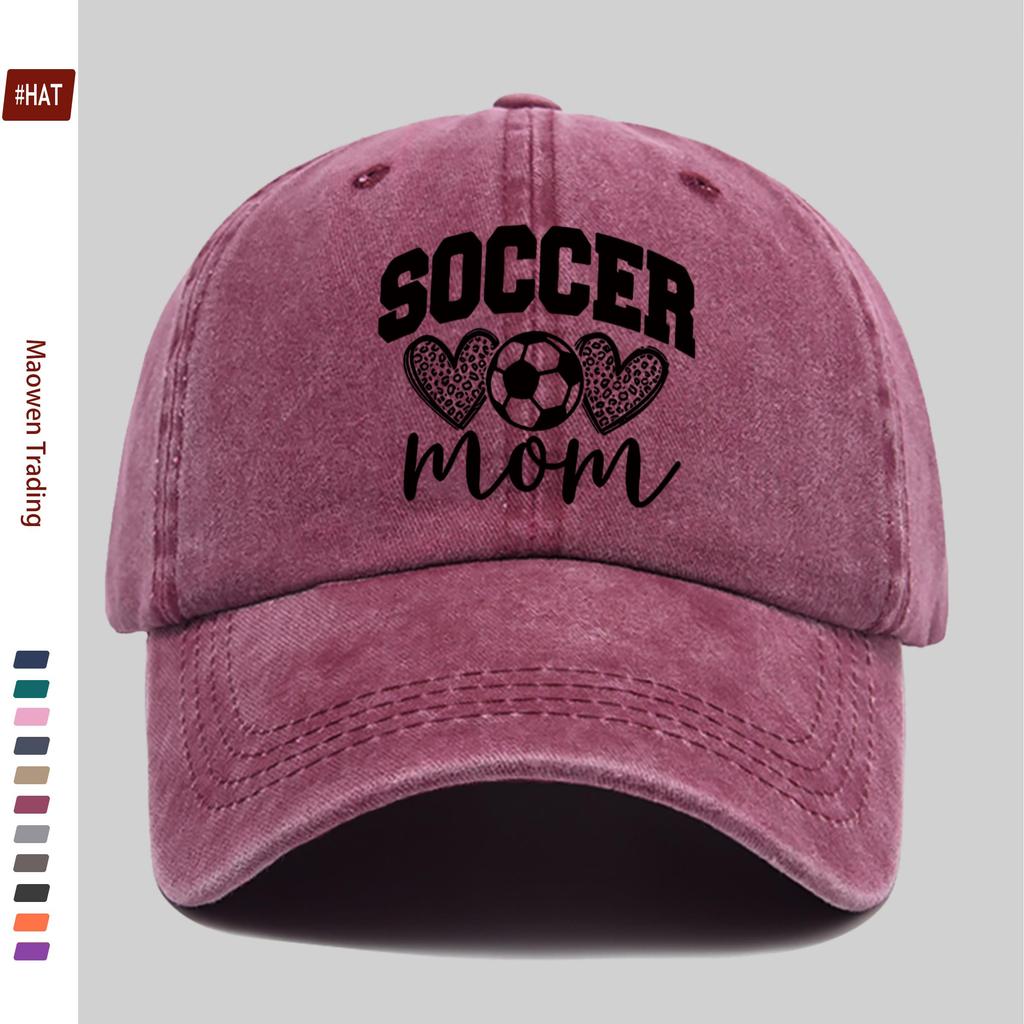 pc pcs Soccer Mom Baseball Cap with Football Print Heart Design Adjustable Trucker Hat Suitable for Women Men Lightweig