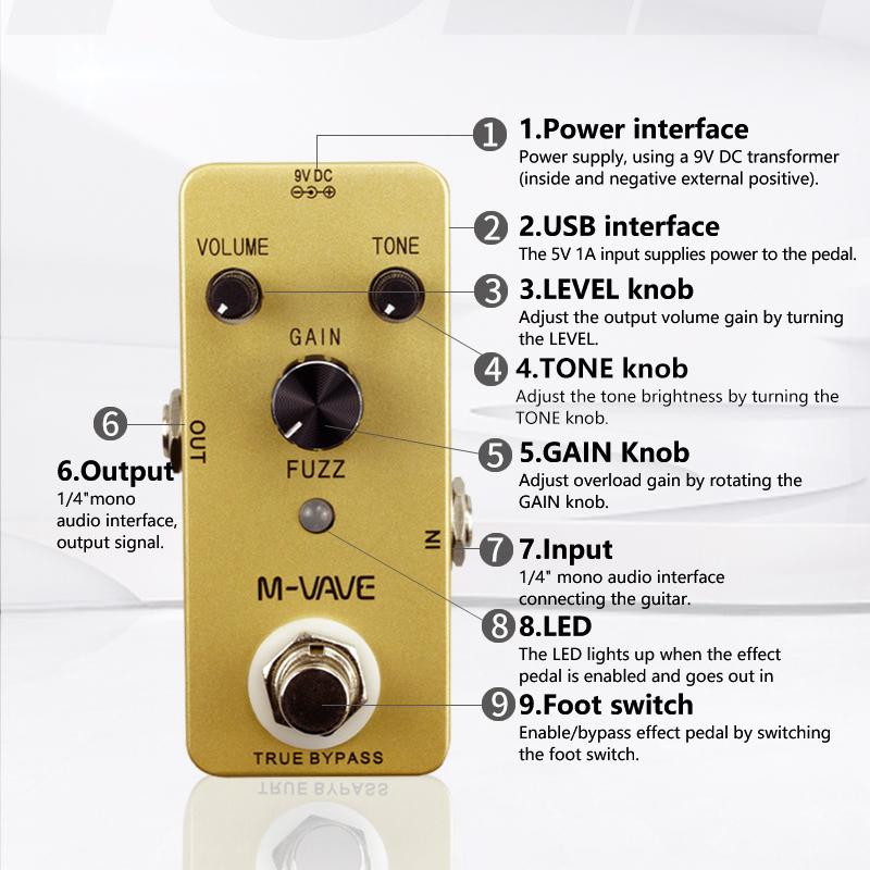 M-VAVE Vintage Fuzz Guitar Effect Pedal True Bypass Full Metal Shell Wah Guitar Effect Pedal Guitar Parts & Accessories