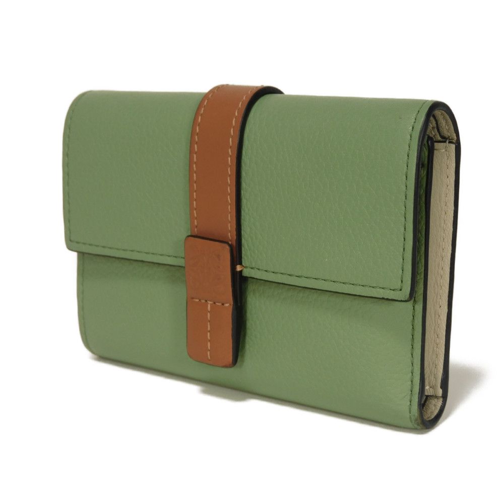 Used 12695 Vertical Wallet Small C660S86X01 6465 7942 Current Green Tan Brown Anagram Rosemary Unisex from Japan