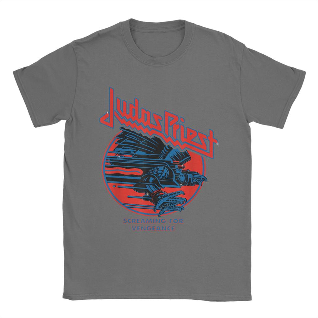 Judas Priest Screaming For Vengeance T Shirt Men's Cotton Vintage T-Shirt Crewneck Blue Eagle Tee Short Sleeve merch Graphic