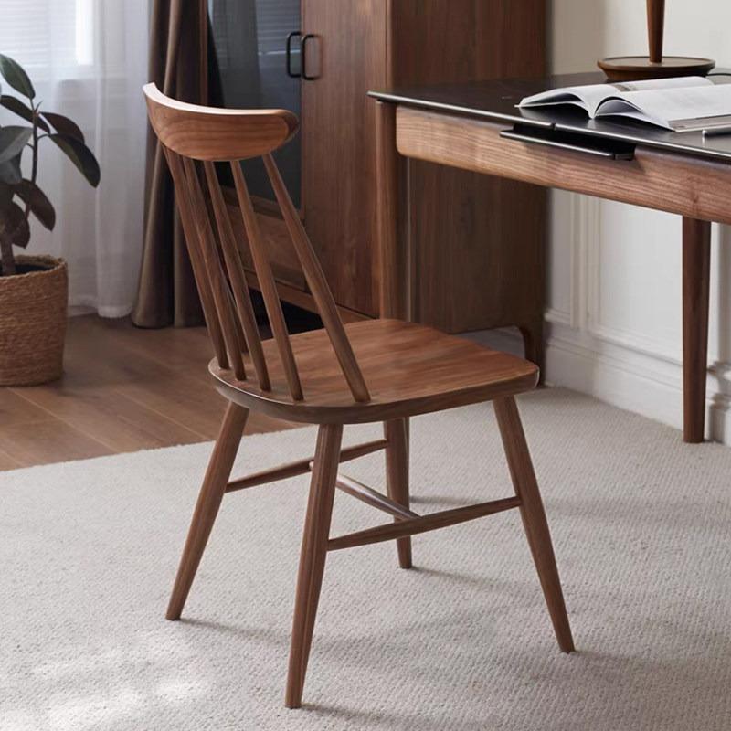Japanese Solid Wood Dining Chair, Curved Backrest Wide Thick Arc Seat, Natural MCM Comfort Style for Kitchen Dining Room