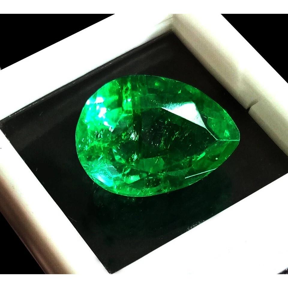 Pear Cut Natural Green Emerald Colombian 9+ Ct Stunning Certified Gemstone