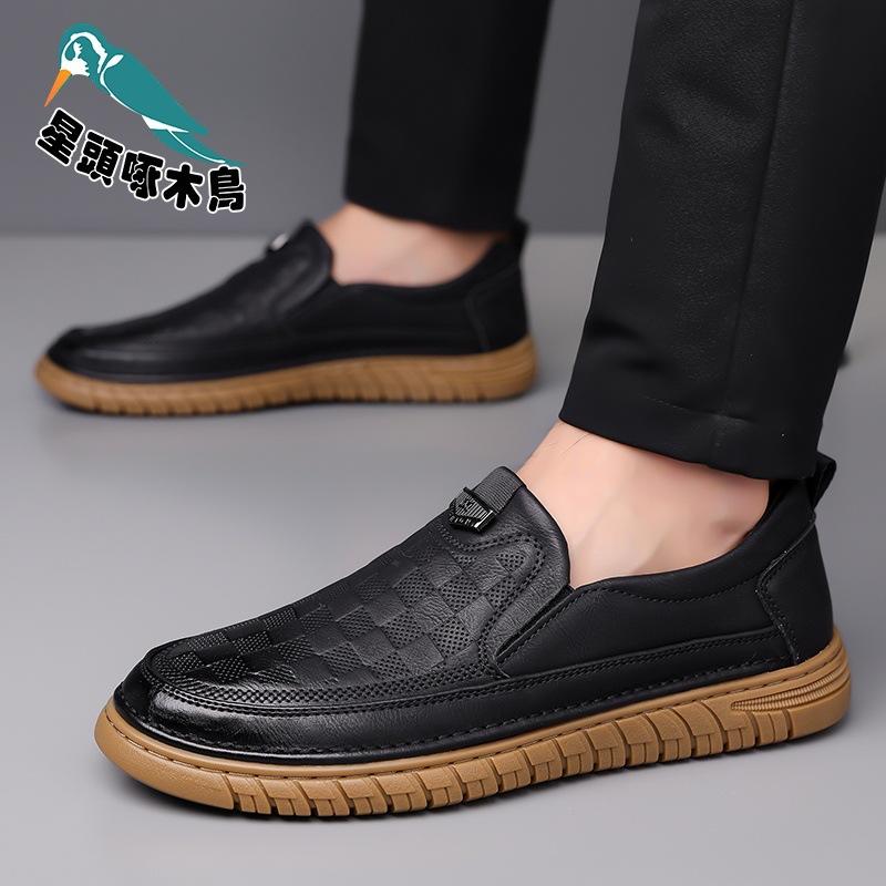 New men's shoes 2025 summer hollow breathable hole shoes men's casual leather shoes dad leather shoes