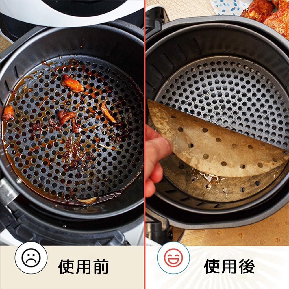 WIOOYIUU Dampfgarer 23 x 23 100 Natürlich mit Runder Hitzeöl für Dampfgarer und Kochpapierbögen, cm, Bögen, Farbe, Löcher, Einweg, Widerstandsfähig,