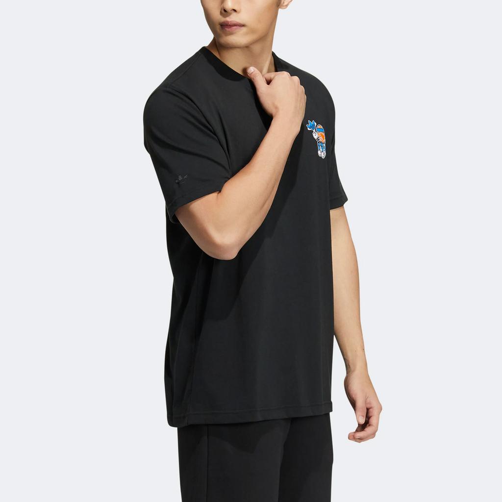 adidas Originals Cartoon Letter Pattern Printed Casual Short Sleeve T-Shirt Men Tops Black H49571