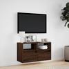Wall Mounted TV Cabinet with LED Lighting Brown Oak Effect 80 x 31 x 45 cm