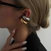 SHIXIN Punk Vintage Chunky Geometric C Shape Ear Cuff Stainless Steel Metal Texture Thick Non Piercing Ear Clip Women Jewelry