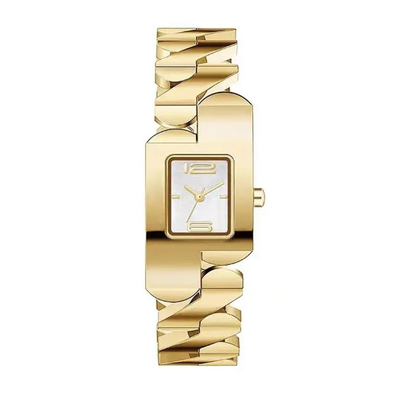 Fashion Leisure Business Watches for women Quartz Women Watch Simple Elegant Square Dial Gold Stainless Steel Strap Waterproof