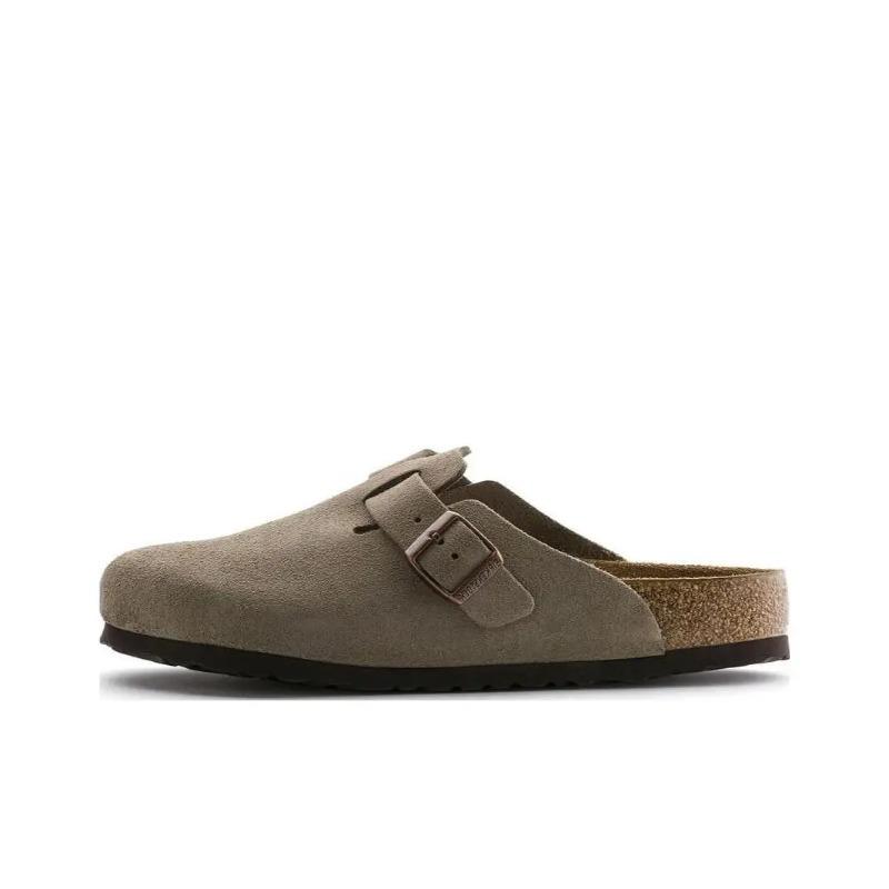 Birkenstock Boston Soft Footbed Unisex Suede Casual Clogs Taupe Regular Fit 560771