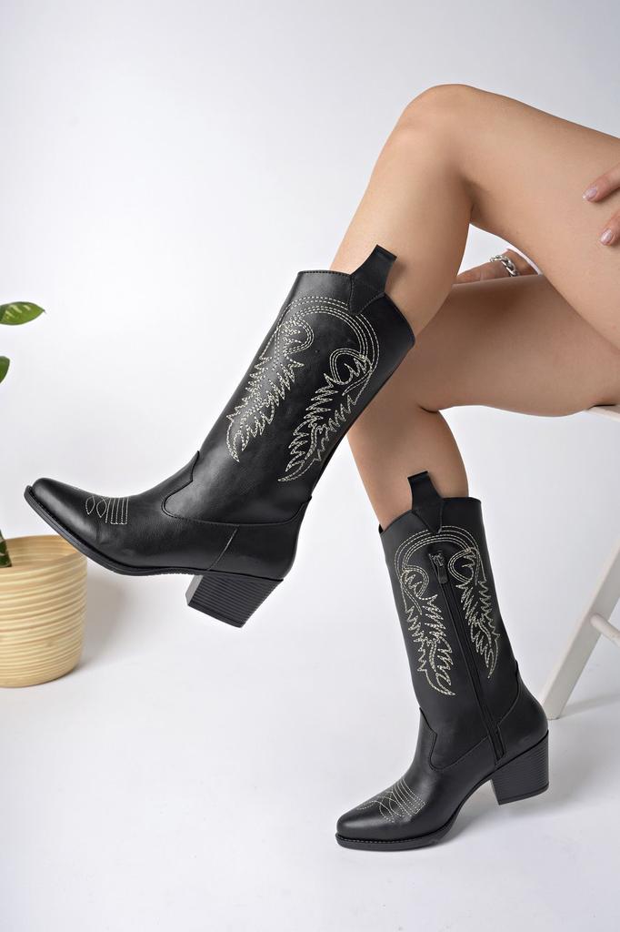 Women Modern Stylish Fashion Boots Boots Faux Leather Suede Tan Suede Embroidered New Season Cowboy Boots