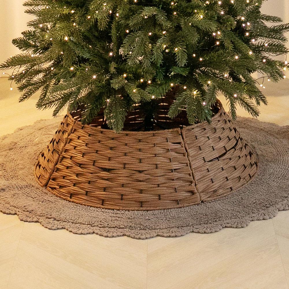 Hand-Woven White Nordic Christmas Tree Surround Fence