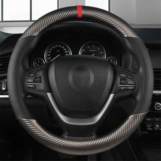 

Car Steering Wheel Cover Carbon Fiber Black Leather For Honda CR-V Civic Accord