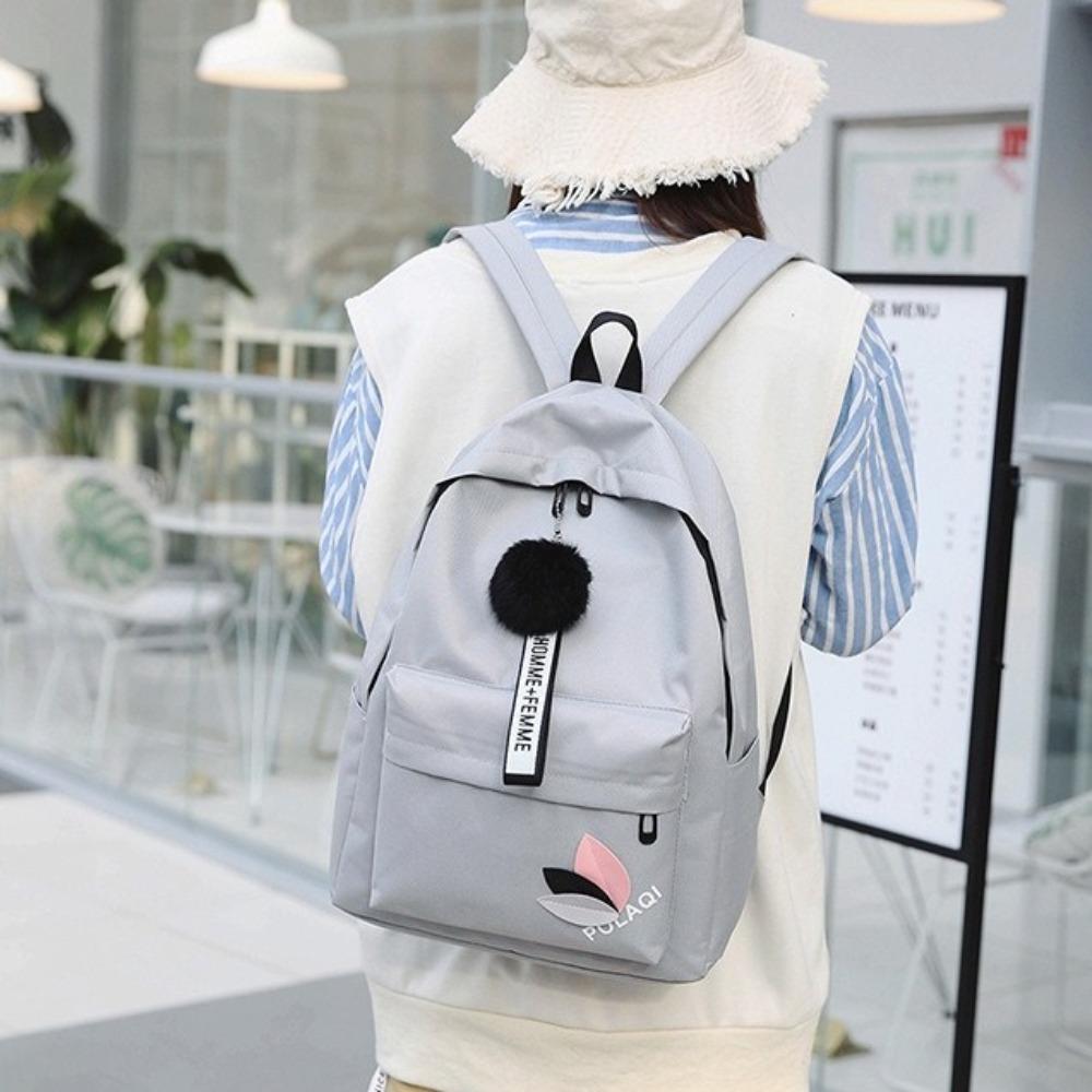 Large Capacity Printed Leaves Backpack Printed Leaves Canvas Rucksack Student Schoolbag  Female