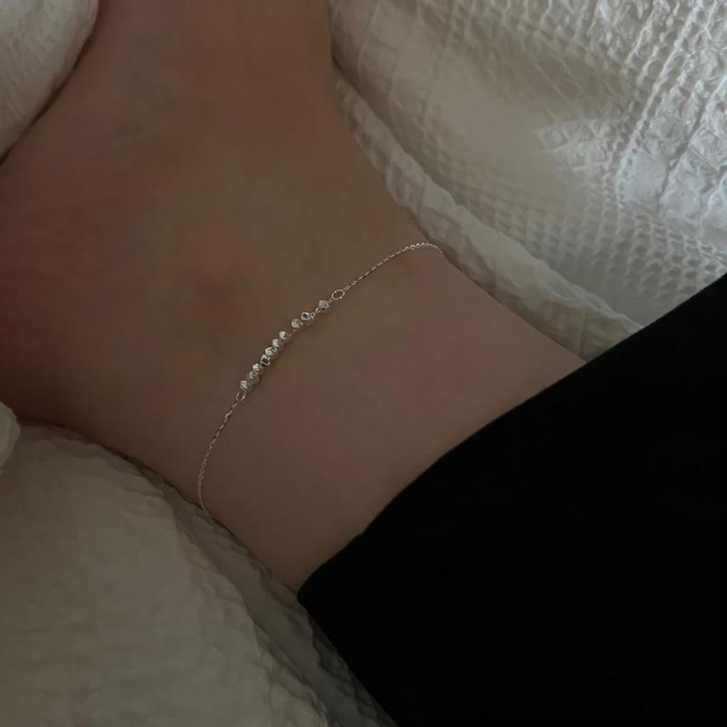 Women's Silver 925 Unbalanced Square Ball Bracelet