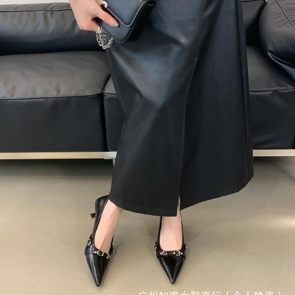 French sense beautiful silver light mouth pointed single shoes women's shoes one pedal versatile commuter temperament high heels