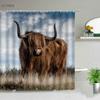 Animal Shower Curtains Elephant Zebra Tiger Leopard Waterproof Fabric Bath Curtains Wildlife Printed Bathroom Decor Screen Hooks