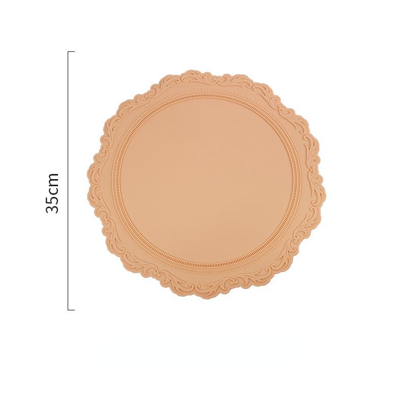 Spitze Silikon Platzset Isoliert Geprägt Schüsseln Tassen und Untertassen Verbrühschutzmatte Hochtemperaturbeständig Europäisch Retro