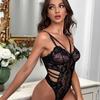 European and American New Sexy Perspective Babes Suspender Lace Onesie Women's Erotic Underwear Set In Stock