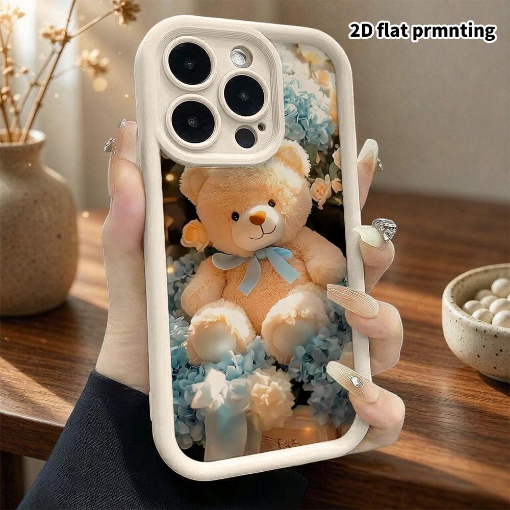 Phone case: 2D flat, compatible with iPhone 18 17 16 15 14 13 Pro protective cases, crown bear, perfect Christmas and Halloween holiday gift