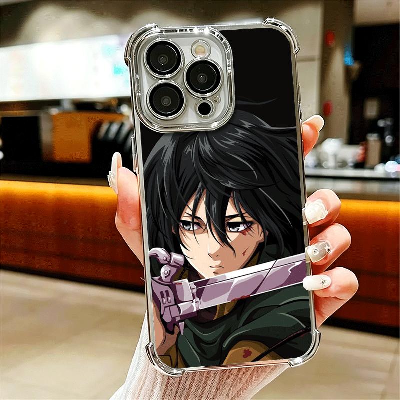 A-Attack On T-Titan Mikasa Plating Phone Case For Iphone 16 17 Pro Max Air 16E 14 15 Plus 12 13 Mini Anti-Fall Airabag Cover