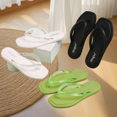 Damen Zehentrenner transparent: Weiche Sohle Rutschfeste Sandalen für Strand & Zuhause