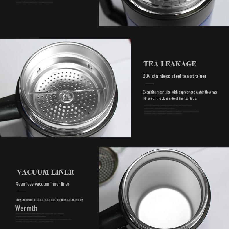 Insulated Stainless Steel Water Bottle with Handle & Tea Infuser - Large Capacity for Office Use