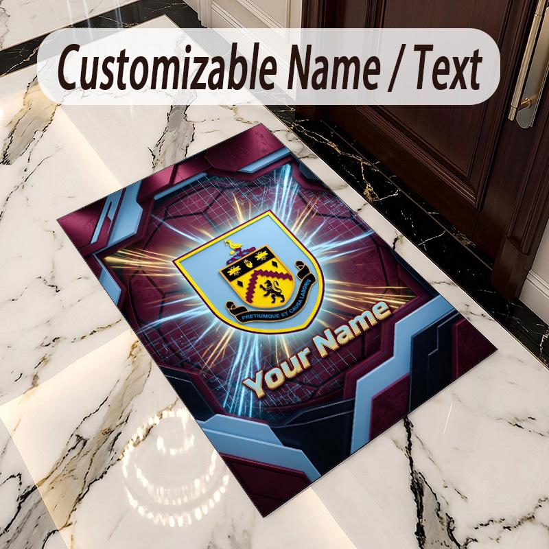 Crystal Velvet Rug Burnley Football Print Custom Name Text Floor Mat Home Decor