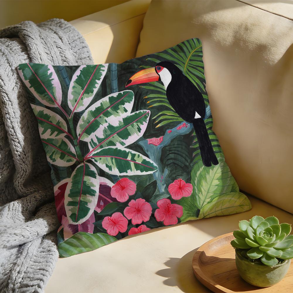 Cushion Cover Washed Linen Soft Breathable Decorative Case for Sofa Home Pillow cover Cheetah Llama Leopard Jungle