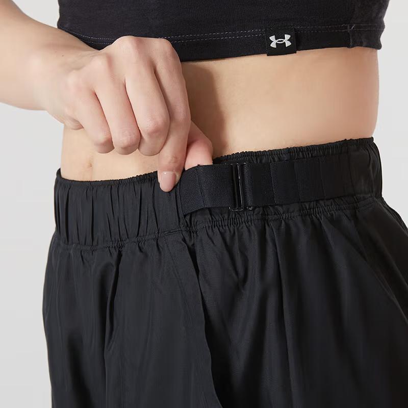 Under Armour Solid Color Logo Print Elastic Waist Training Pants Women bottoms Black 1369849-001