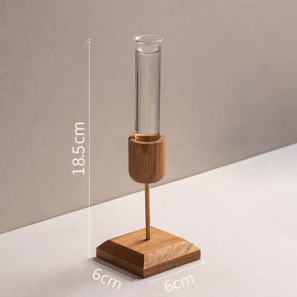 New Transparent Wooden Vase Pastoral Style Rustic Style Glass Plant Vase Test Tube Vase Home Decor