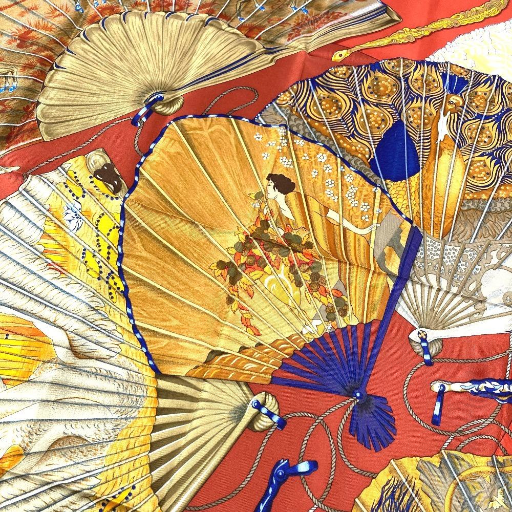 HERMES Japanese pattern fan BRISE DE CHARME Enchanting breeze Carre 90 Scarf