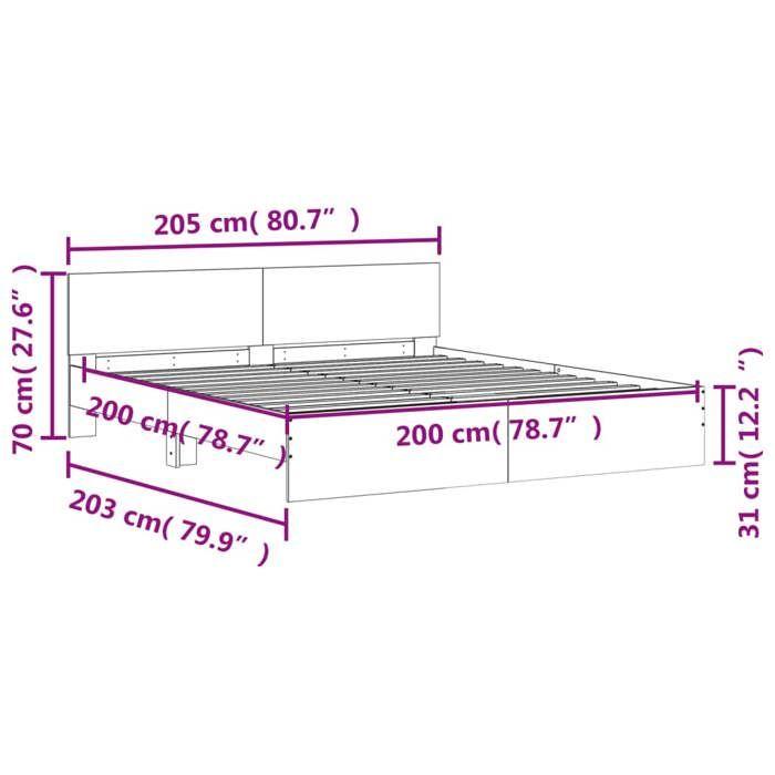 VidaXL Bed Frame with Headboard Black 200x200 Cm 3207456