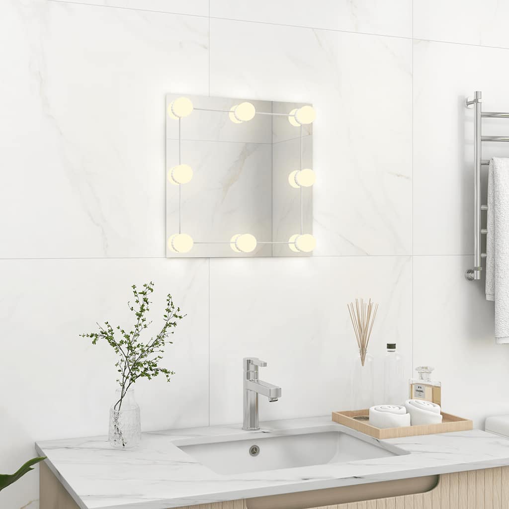 Vidaxl Wall Mirror With LED Lights, Square, Glass