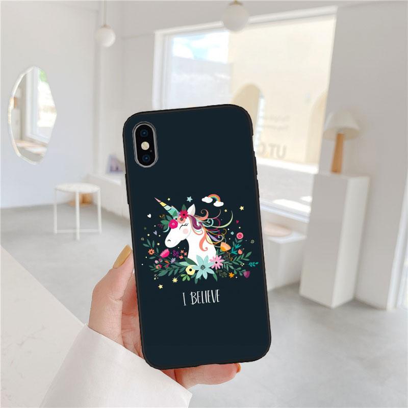 LO22 Cartoon Unicorn Soft Shell Phone Case for iPhone SE X XS XR 11 16E 17 Pro Max Air 8 7 6 6s Plus
