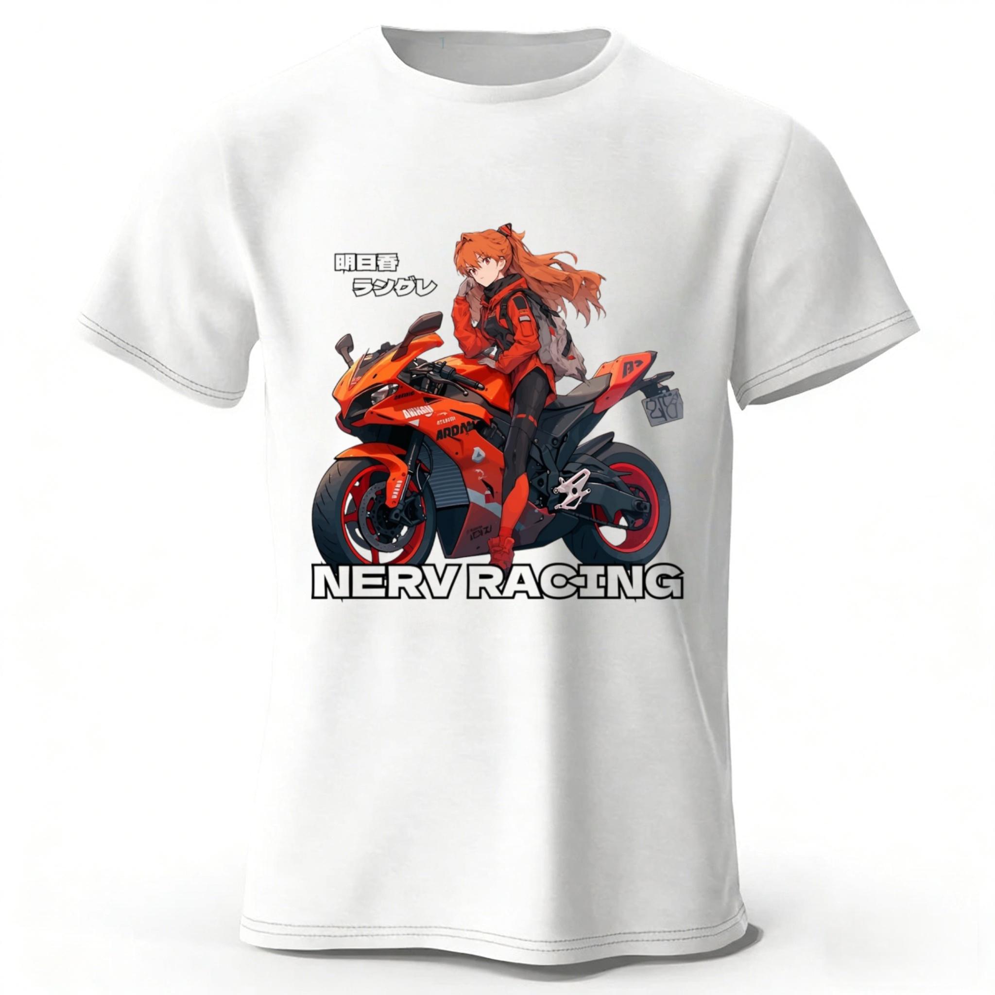 

EVA Asuka NERV RACING Motorcycle Girl Pure Cotton ShortSleeve Unisex Street Casual Loose Plus Size Comfortable TShirt Top 4XL
