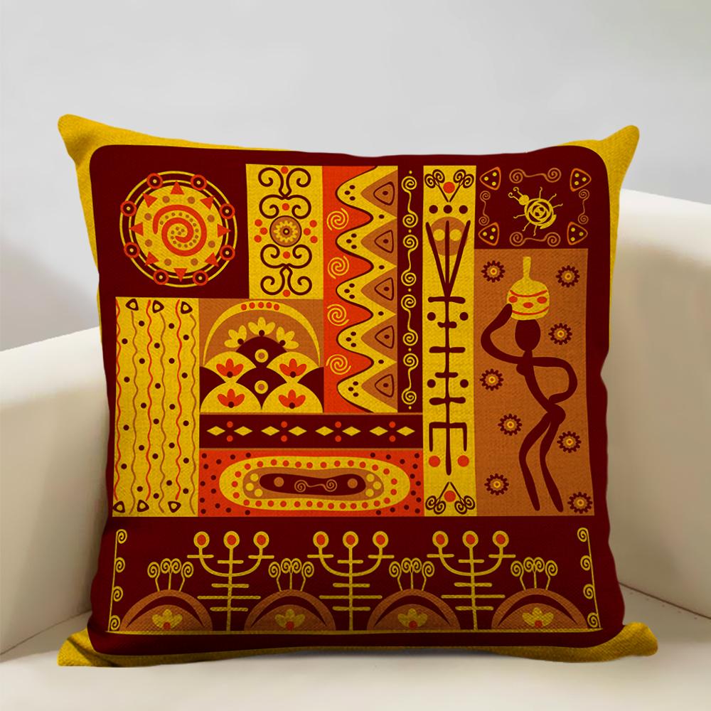 African Oil Painting Cushion Cover Dancing Girl Art Painting Sofa Decorative Pillowcase Home Living Room Pillow Cover 45x45cm