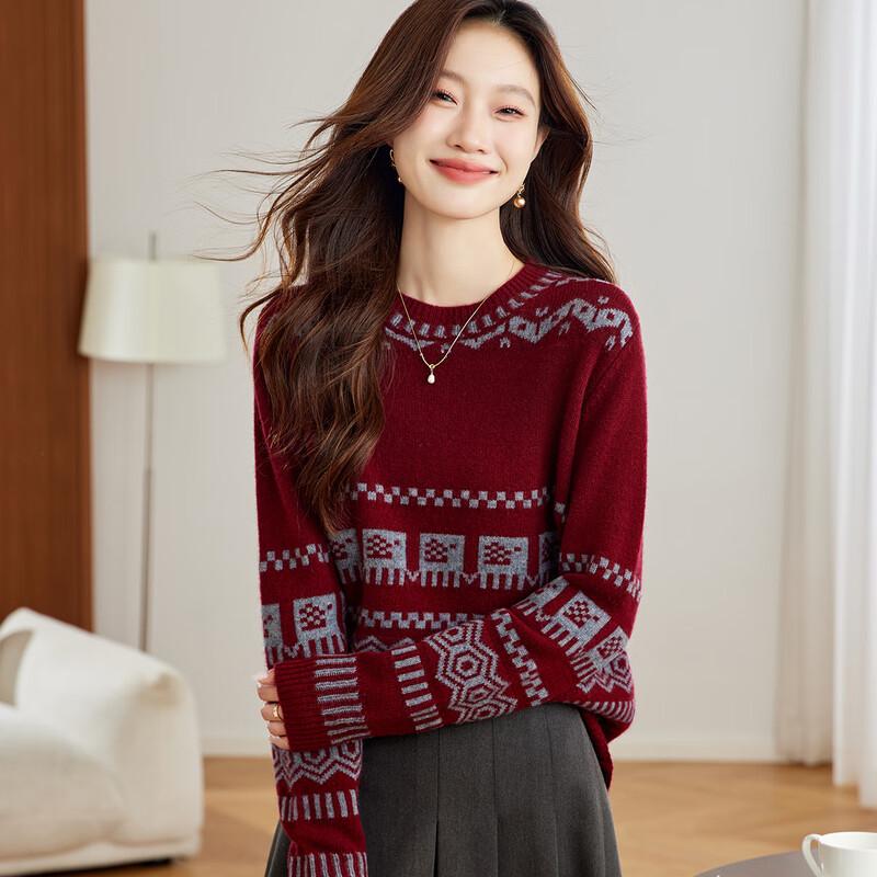 

Женский свитер Srcr из 100% шерсти, толстый, винтажный жаккардовый M