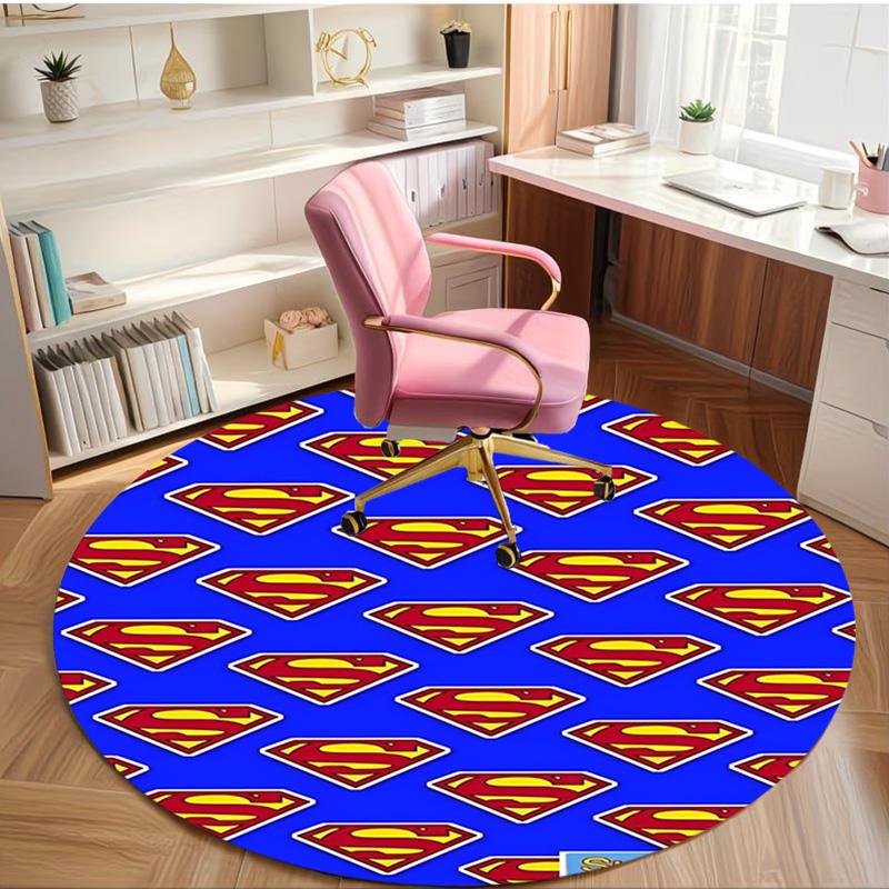 Superman Print Round Rug, Washable Floor Carpet, For Entryway Dorm Laundry Room Office Study, Home Decor Birthday Christmas Gift