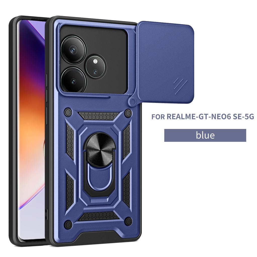 For Realme GT 6 Case Realme GT 6T Cover Realme GT Neo 6 se Magnetic Ring Holder Armor Phone Case Slide Camera Protect Back Cover