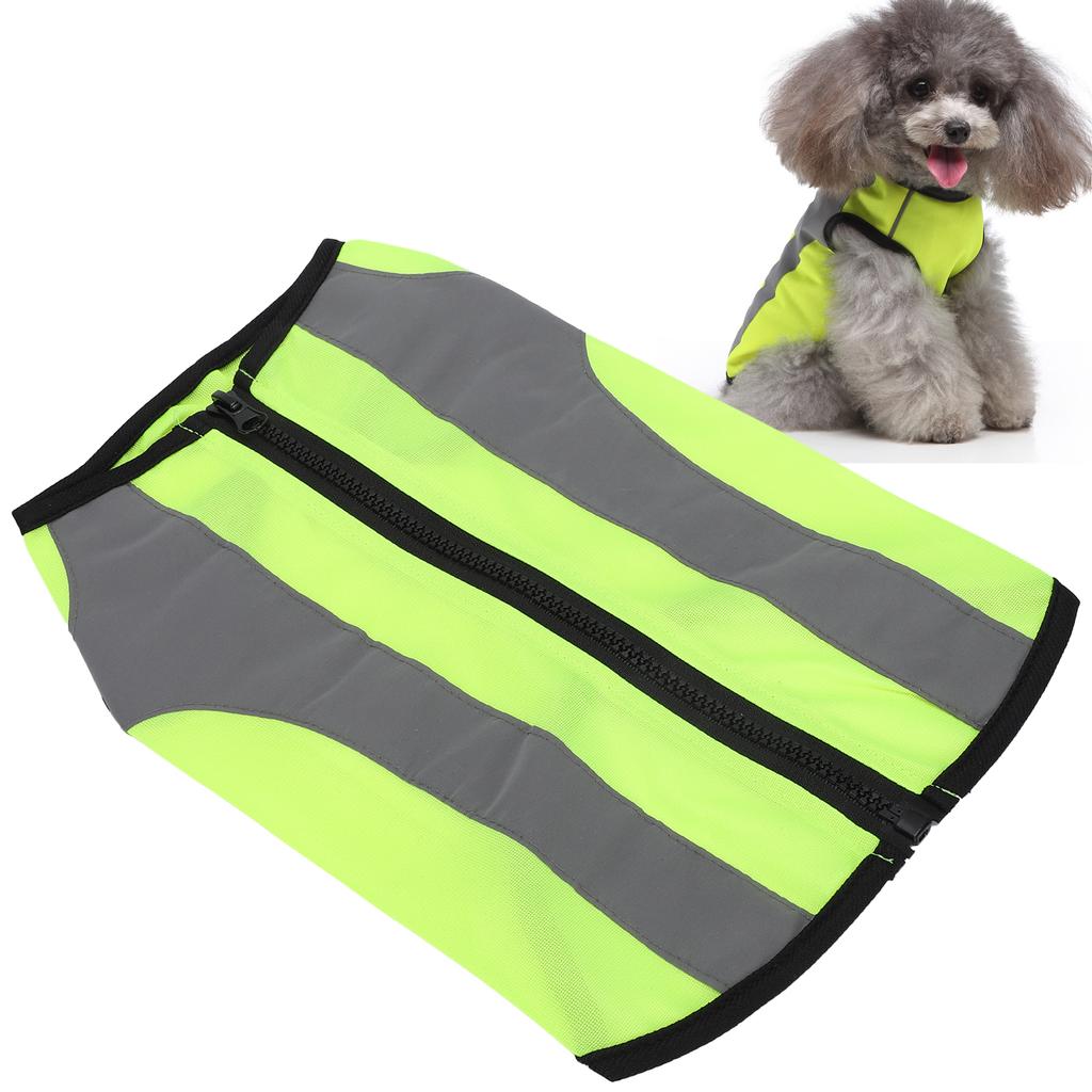 Pet Night Safety Clothing Glowing Jacket Lightweight Reflective Vest Zipper for DogsFluorescence