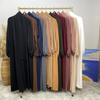 12-Color Slim Fit Long Sleeve Cardigan with Pockets - Casual Muslim Robe Style 1876