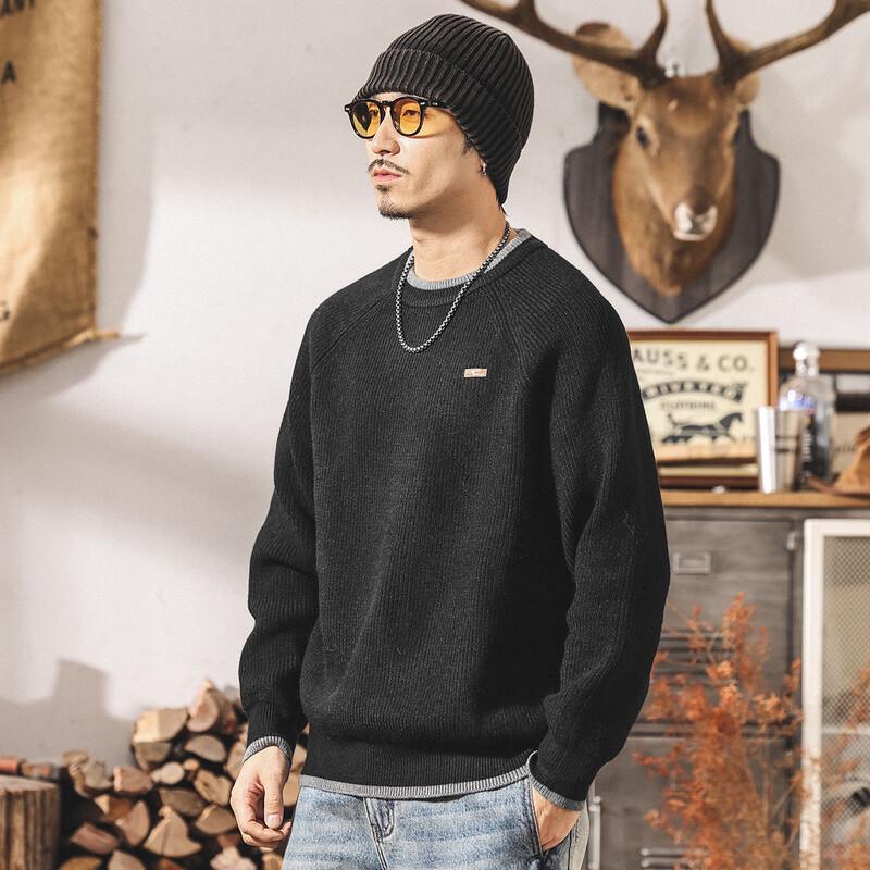 Jie Leinong Men s Thickened American Style Knit Sweater 2XL
