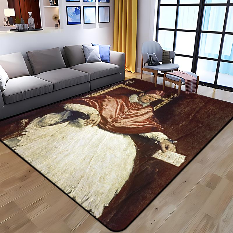 Famous Art Printed Oil Painting Carpet for Living Room Rugs Camping Stranger Things Picnic Mats Anti-Slip E-sports Rug Yoga Mat