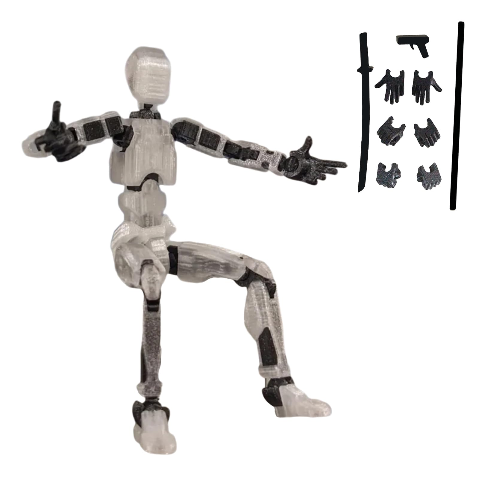 

SEVENCATS Робот Модель Кукла Подвижная Фигурка с Оружием Персонаж 137мм Модель для Практики Рисования Реквизит Прибл.. (Прозрачный белый)