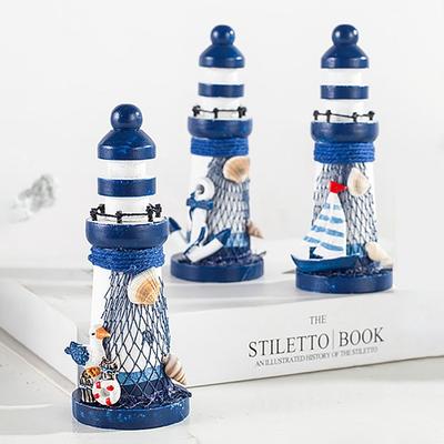 13cm Drewniana Latarnia Morska Ornament Model Wieży Strażniczej Morska Dekoracja Rękodzieło