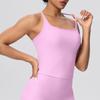 Solid Color Cross-Back Yoga Tank with Chest Pads - Quick-Dry, Fitted Sports Top