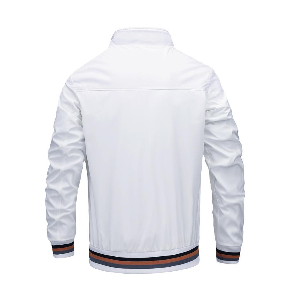 Men's Casual Fleece & Cotton Sports Jacket - Solid Color Spring/Autumn Outerwear
