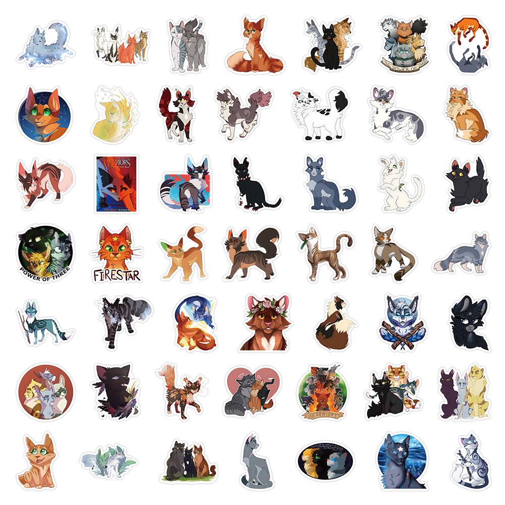 50 Cat Warrior Waterproof Graffiti Stickers for DIY Notebooks and Suitcases - 50 Sheets