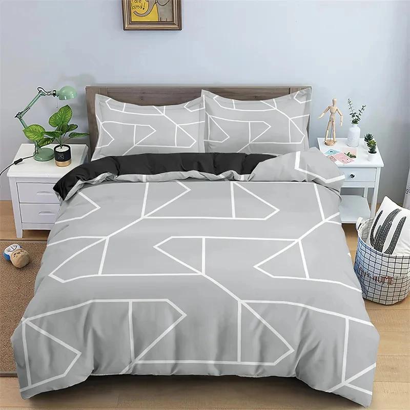 Nordic Geometric Duvet Cover Abstract Bedding Set Single King for Teen Adults Room Decor Microfiber Comforter Cover Pillowcases
